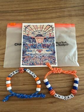 New York Knicks Friendship Bracelet Duo - Orange & Blue Basketball Beads